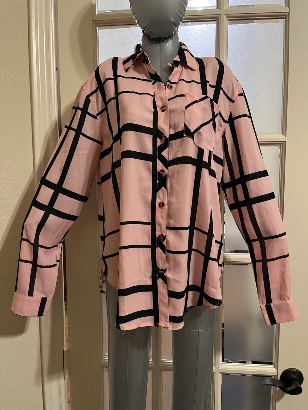 ZC&GF light Pink/black Button-Up Blouse large
